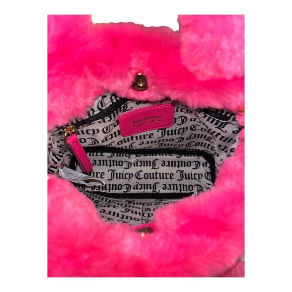 Juicy Couture Free Love Fuzzy Soft Hot Pink Satchel / Crossbody Strap NWT HTF - Picture 7 of 8